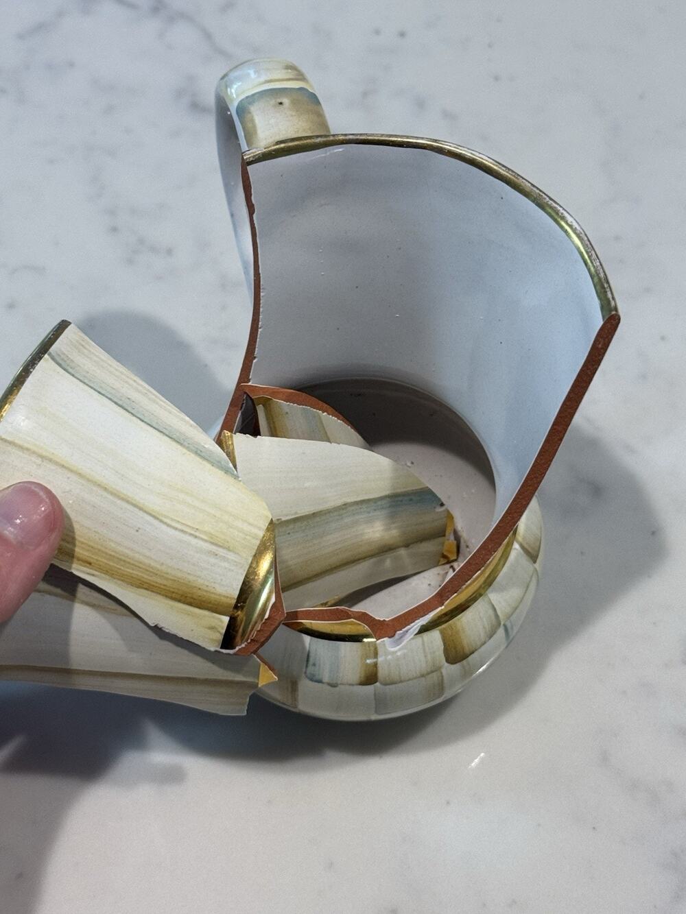 Mackenzie Childs Broken Ceramic Mug Pieces For Crafts Parchment Check